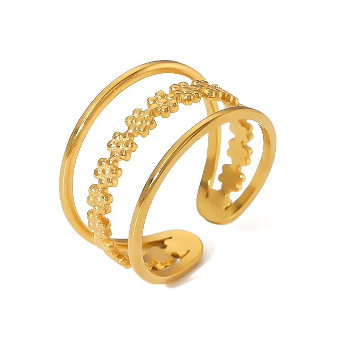 Bague Fleurs EMMA – Acier inoxydable doré ou argenté