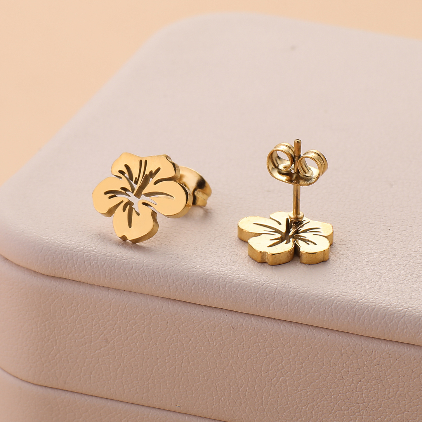 Boucles d'oreilles Fleur hibiscus ZOE en acier inoxydable