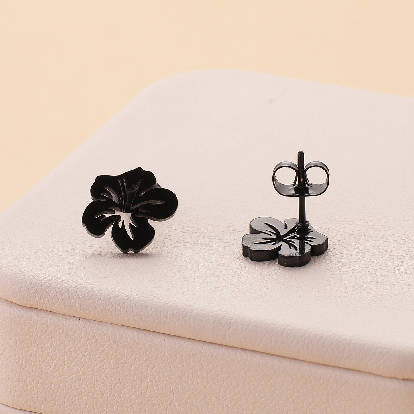 Boucles d'oreilles Fleur hibiscus ZOE en acier inoxydable