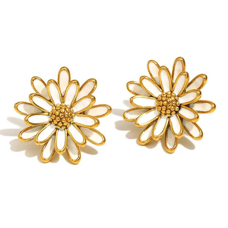 Boucles d'oreilles Fleur FIONA en acier inoxydable