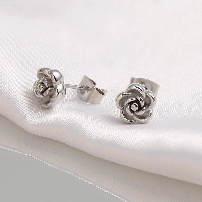 Boucles d'oreilles Fleur FLORETTE en acier inoxydable