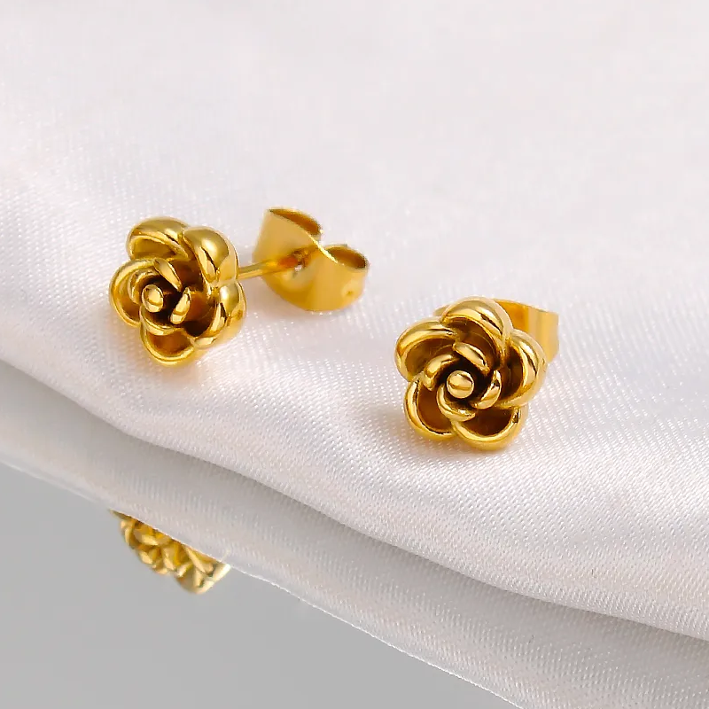 Boucles d'oreilles Fleur FLORETTE en acier inoxydable