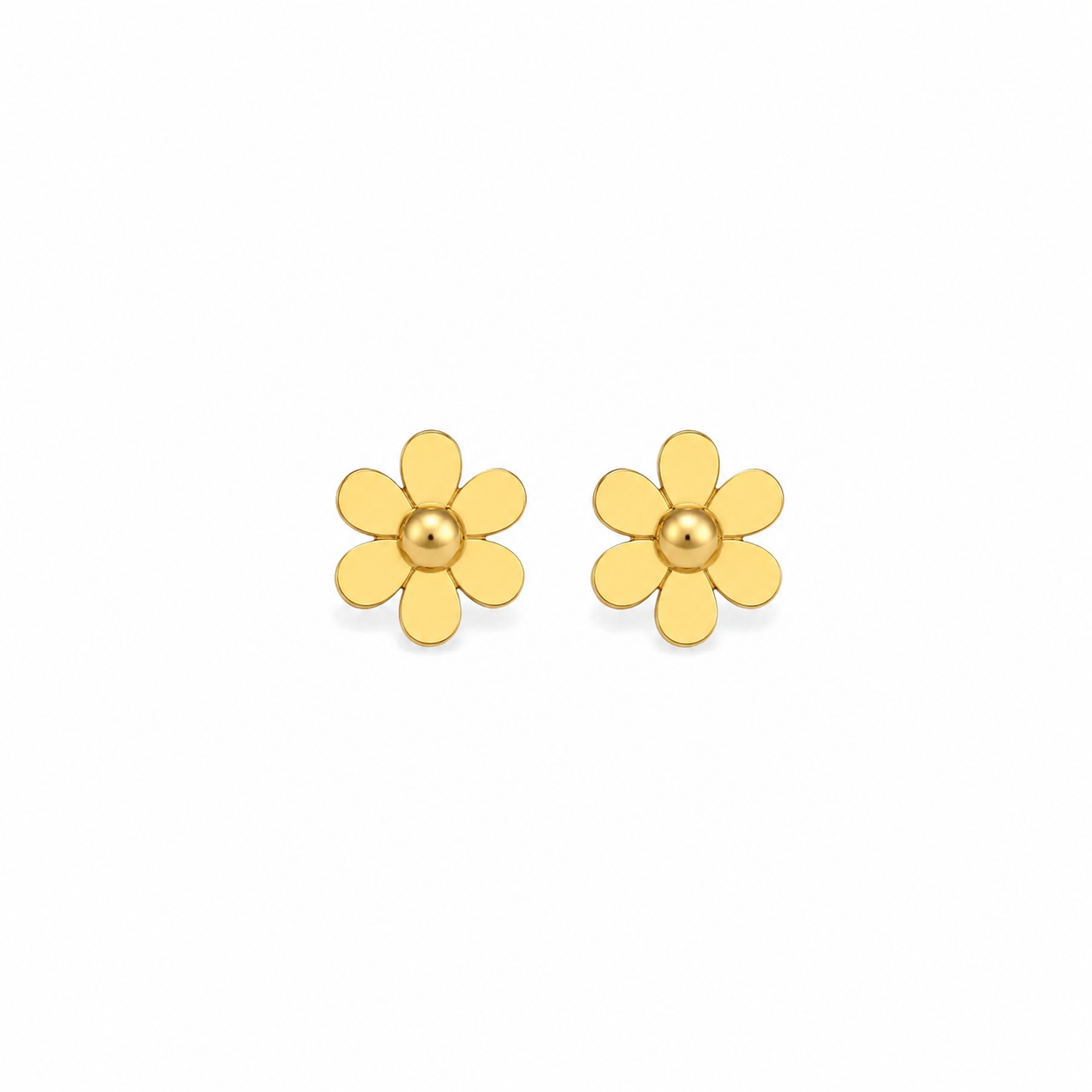 Boucles d’oreilles en forme de fleur en acier inoxydable 316L doré, petites puces de 0,7 cm.