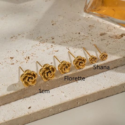Boucles d'oreilles Fleur SHANA - Acier chirurgical doré