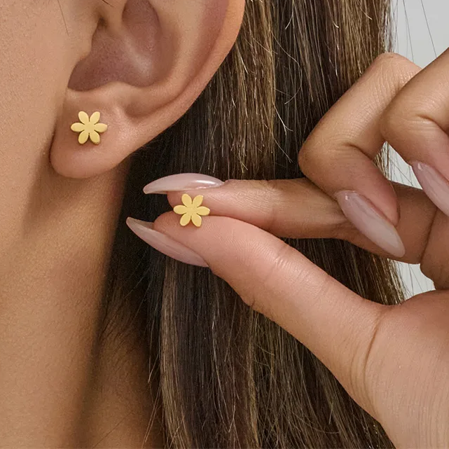 Boucles d'oreilles Fleur EVE en acier inoxydable