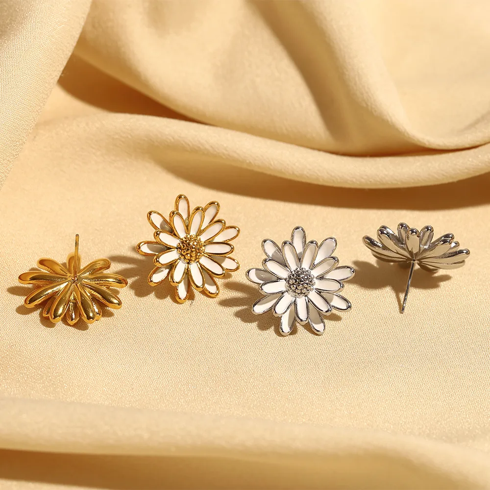 Boucles d'oreilles Fleur FIONA en acier inoxydable