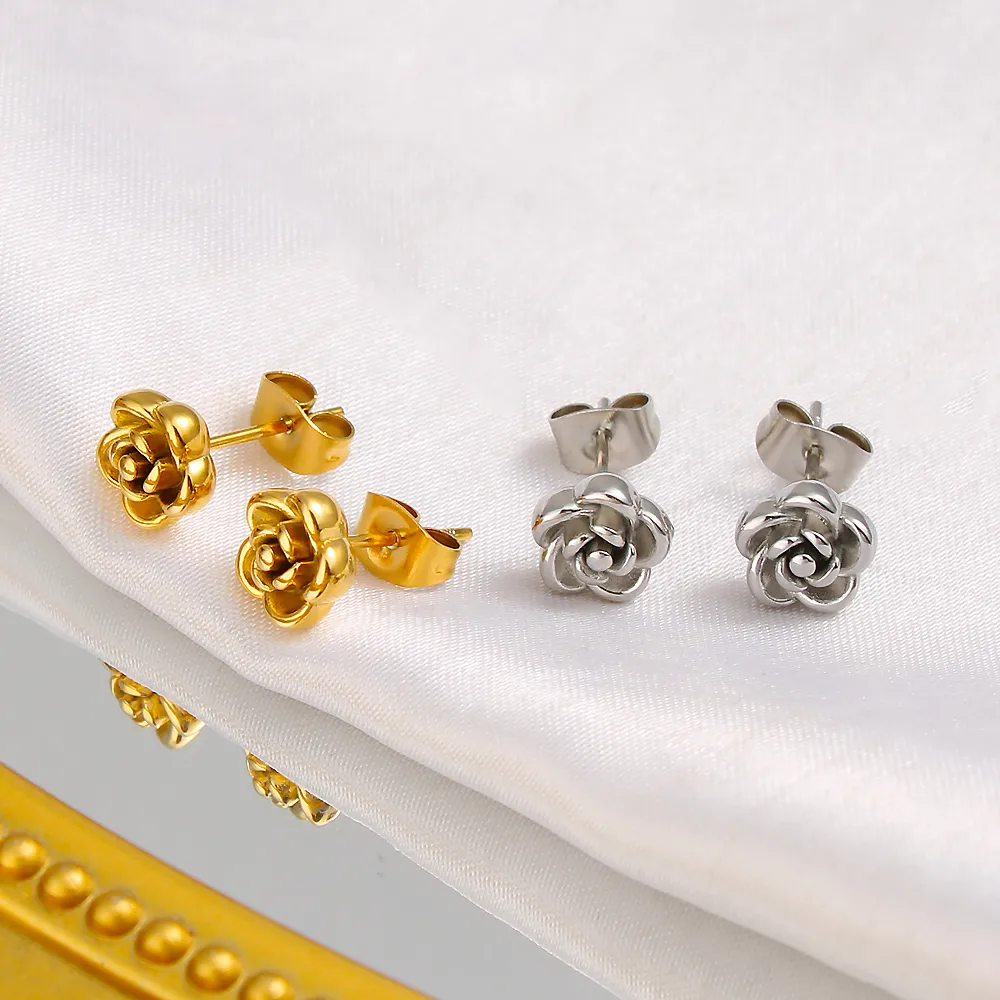 Boucles d'oreilles Fleur FLORETTE en acier inoxydable