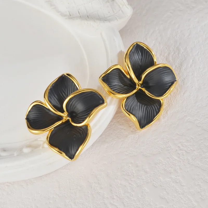 Boucles d'oreilles Fleur LEA en acier inoxydable