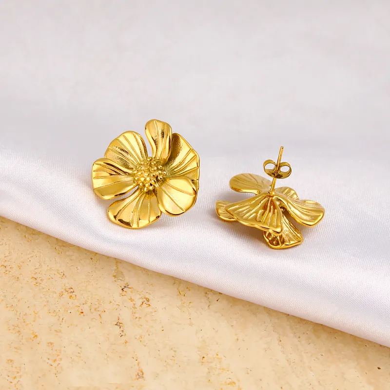 Boucles d'oreilles Fleur MILA en acier inoxydable