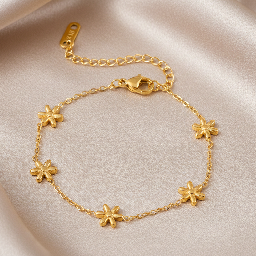 Bracelet Fleurs AVA – Acier inoxydable doré