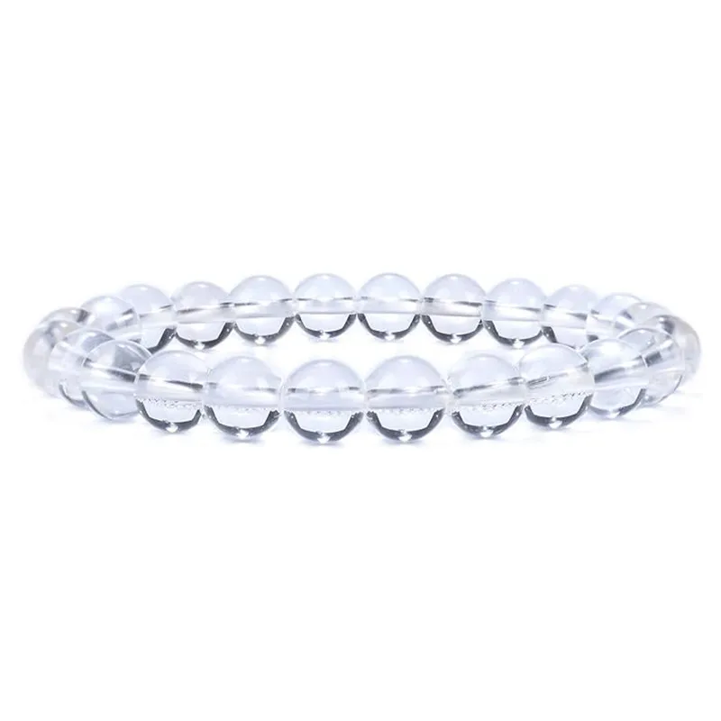Bracelet boule 4 et 8 mm en CRISTAL DE ROCHE – Clarté et amplification des énergies