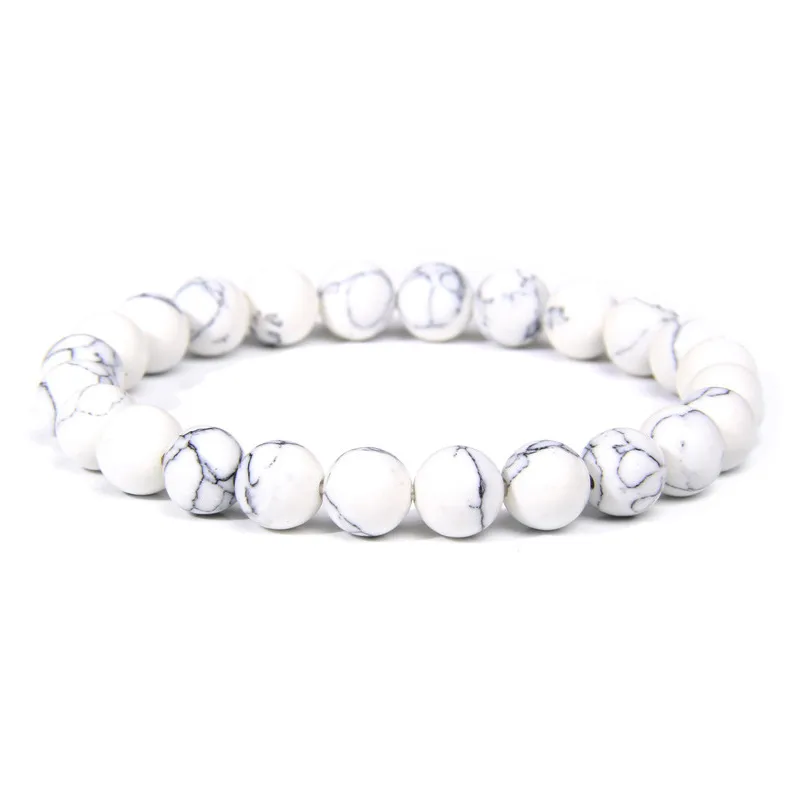 Bracelet boule 4 et 8 mm en HOWLITE – Calme intérieur et maîtrise de soi