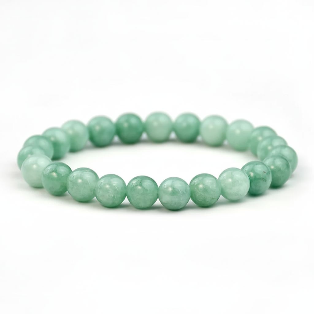 Bracelet vert, boule 8 mm en jade, pierre d’équilibre et de sérénité