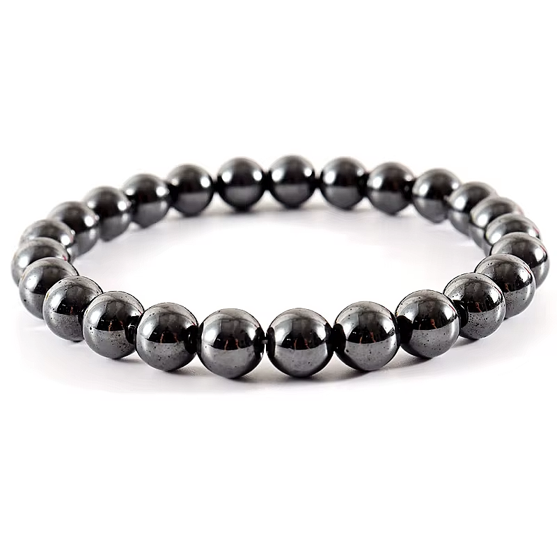 Bracelet boule 4 et 8 mm en MINERAI DE FER (Hématite naturelle) – Ancrage et vitalité