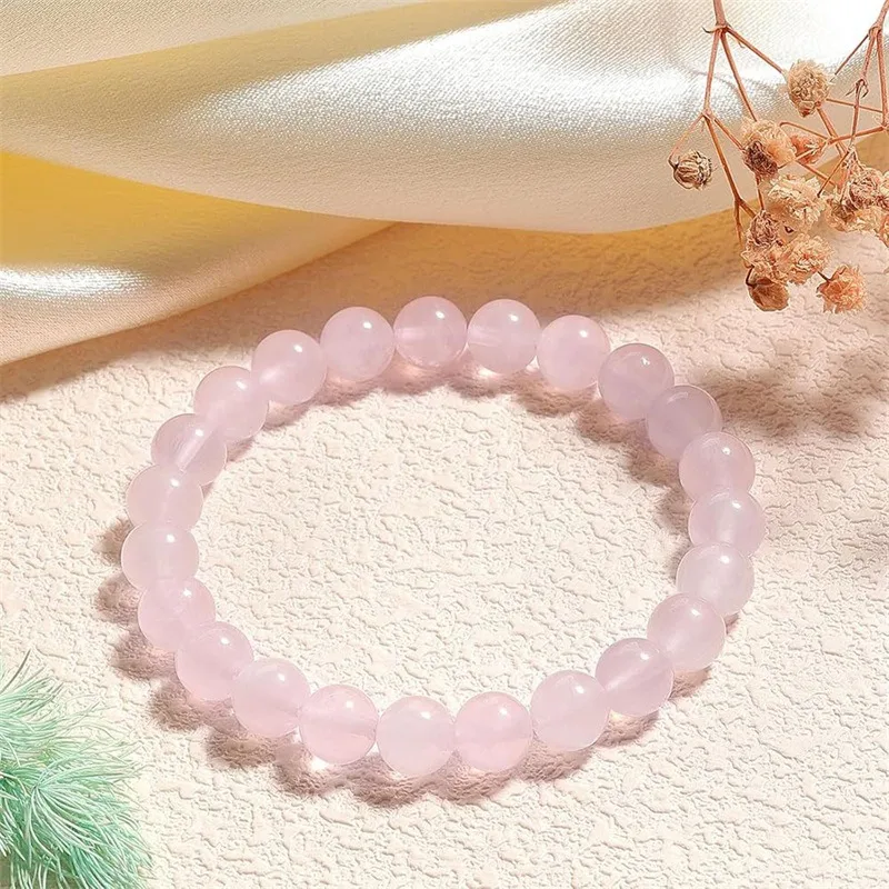 Bracelet boule 8 mm en QUARTZ ROSE – Amour, tendresse et guérison du cœur