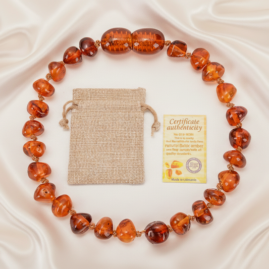Bracelet en ambre jaune pour bébé avec son certificat d'authenticité