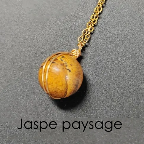 Collier CELESTINE – 9 Pierres naturelles au choix et acier inoxydable doré