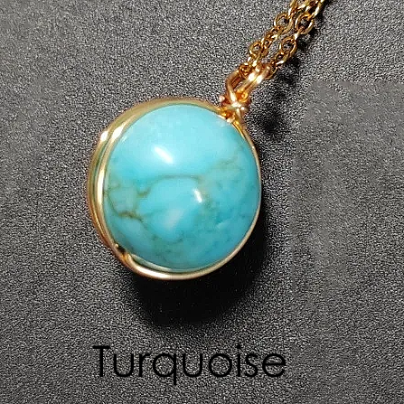 Collier CELESTINE – 9 Pierres naturelles au choix et acier inoxydable doré