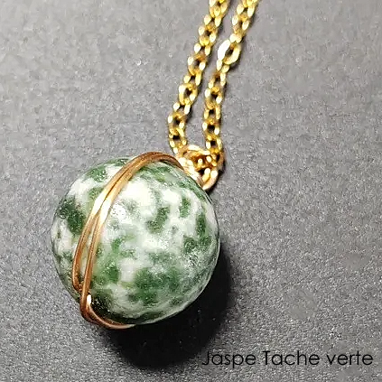 Collier CELESTINE – 9 Pierres naturelles au choix et acier inoxydable doré