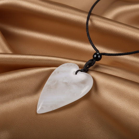 Collier pendentif cœur en cristal de roche naturel – Swann Bijoux en Guadeloupe