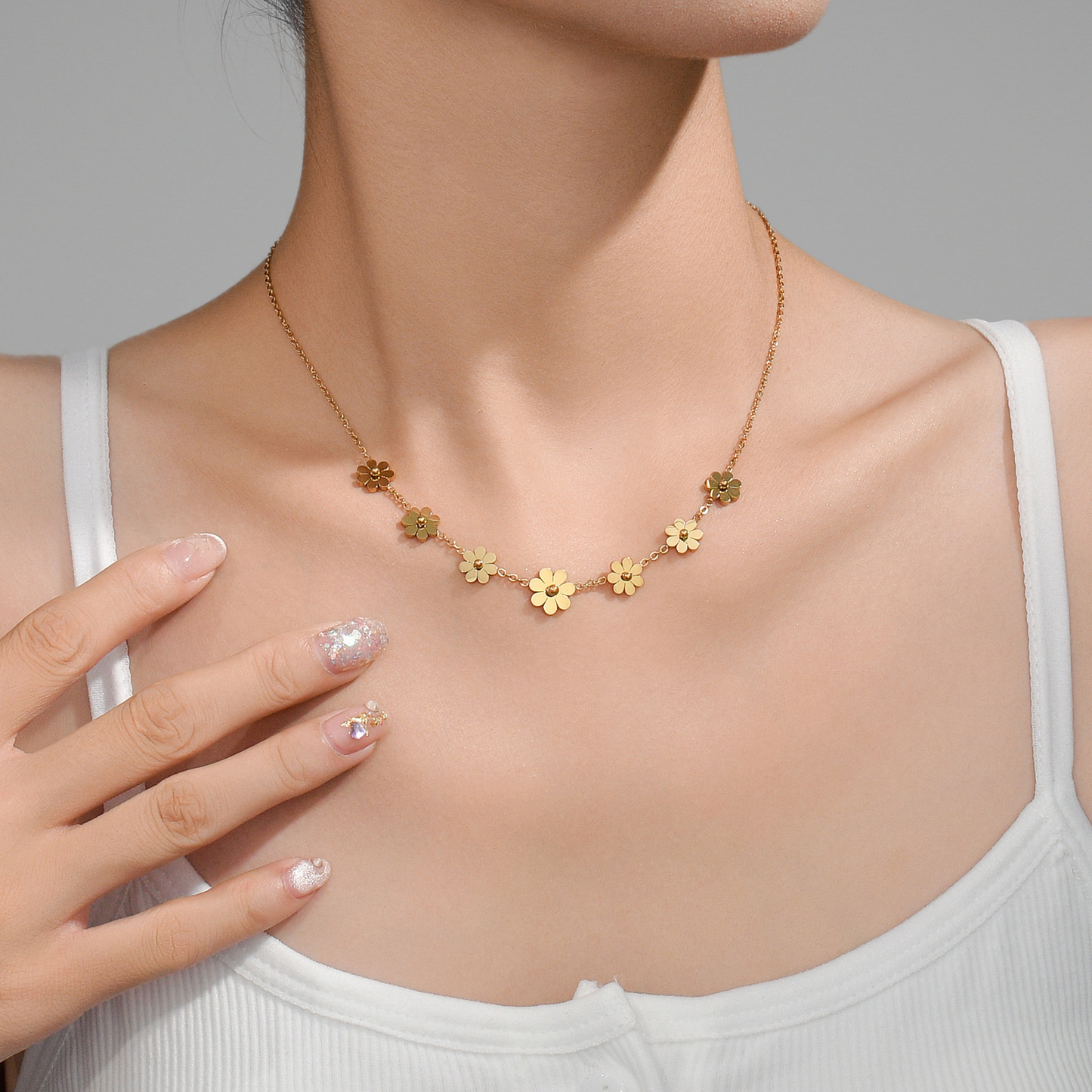 Collier Fleurs EDEN en acier chirurgical doré