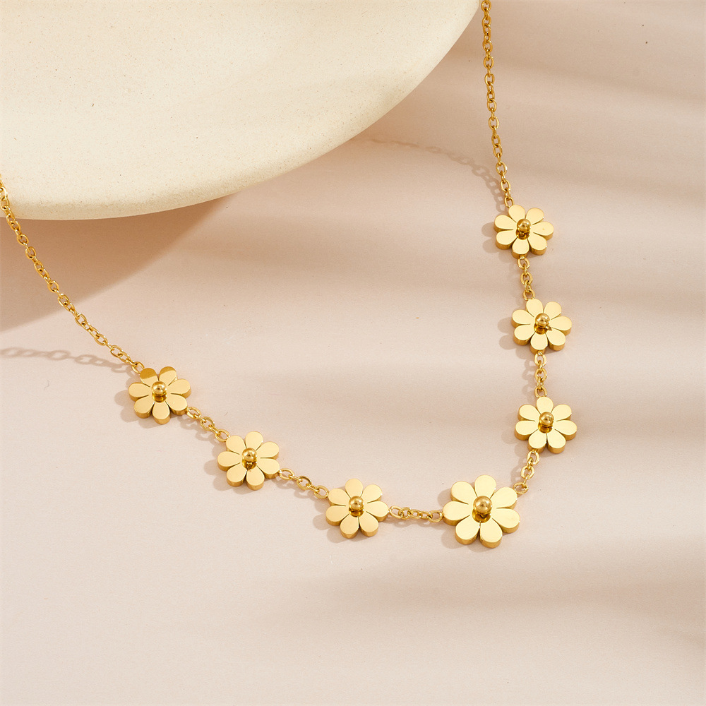 Collier Fleurs EDEN en acier chirurgical doré