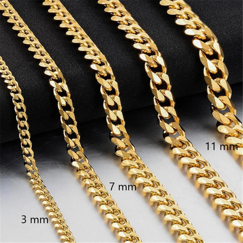 Collier KISS – Chaîne de 60 cm en acier chirurgical doré