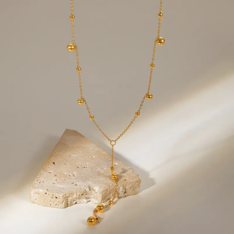 Collier Cravate Perlé PARIS – Acier Inoxydable Doré