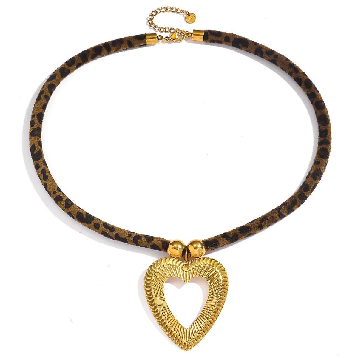 Collier Pendentif Coeur VENICE – Acier chirurgical et Corde foulard en soie
