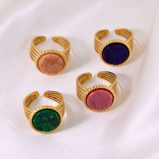 Bague ALESSIA – Pierres naturelles et acier chirurgical doré