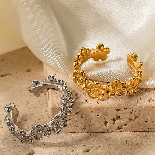 Bague BELLA – Fleurs dorées ou argentées en acier inoxydable