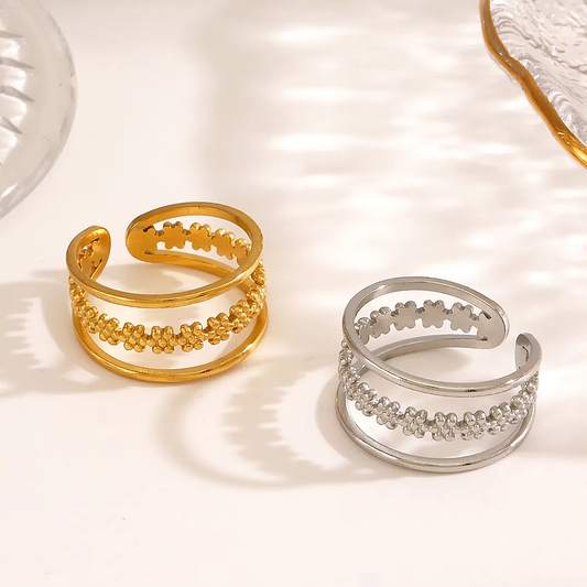 Bague Fleurs EMMA – Acier inoxydable doré ou argenté
