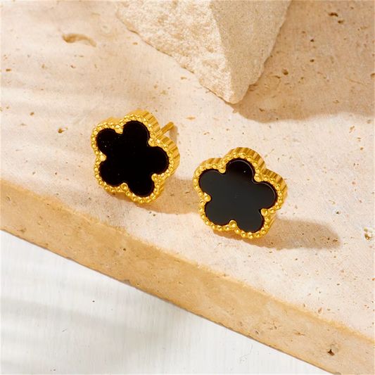 Boucles d'oreilles ANNA en acier inoxydable Fleur noire