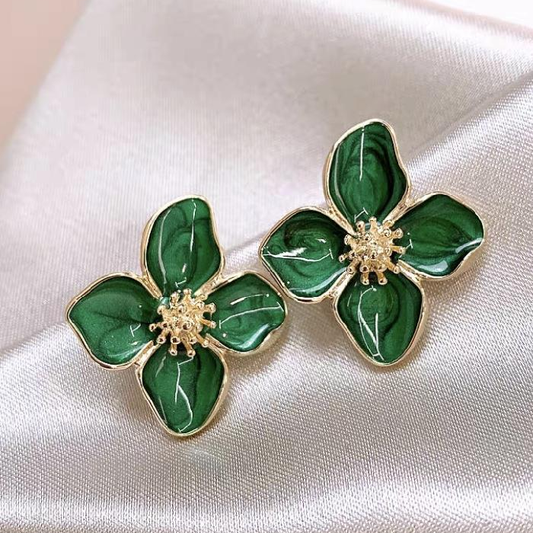 Boucles d'oreilles MOANA en alliage de zinc Fleur verte