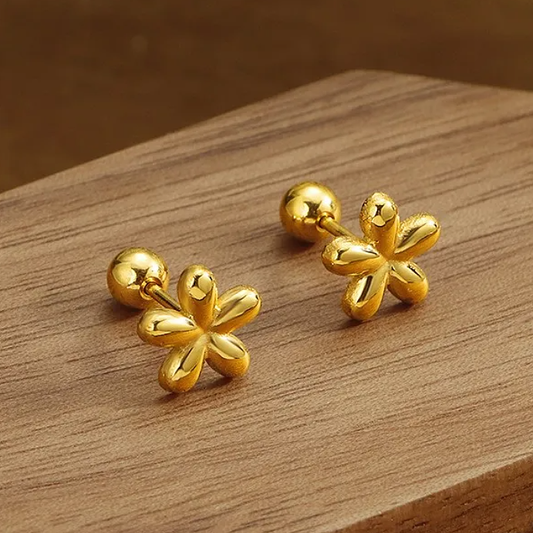 Boucles d’oreilles Fleur MARY enfant – Acier inoxydable doré, délicates et résistantes