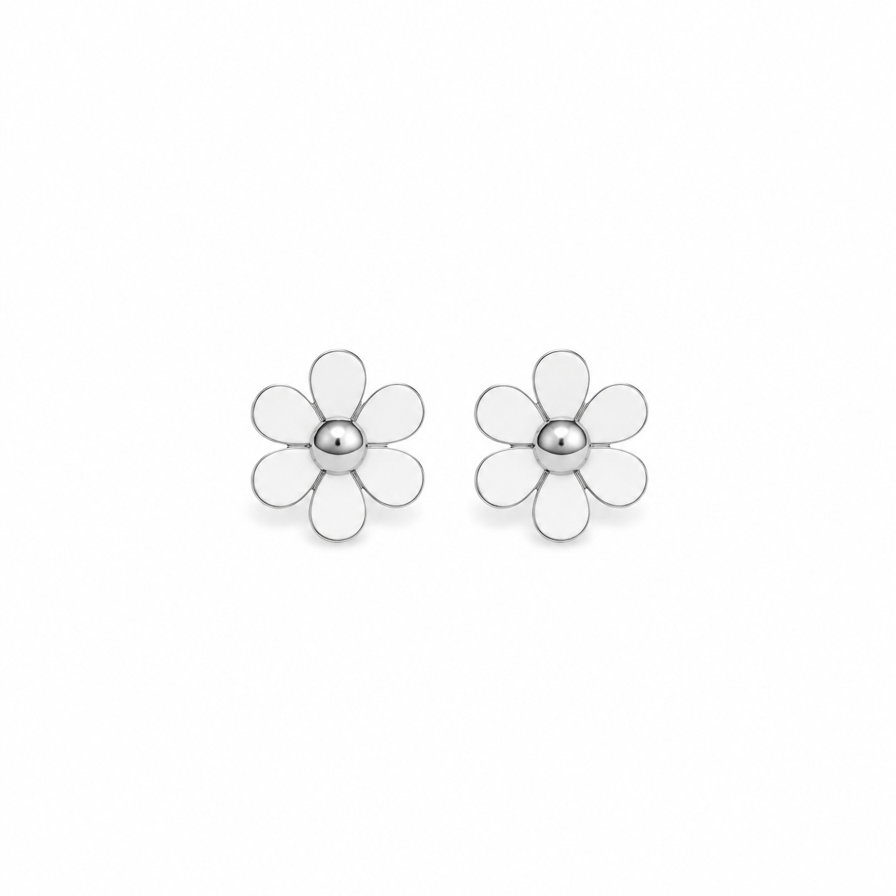 Boucles d’oreilles en forme de fleur en acier inoxydable 316L argenté, petites puces de 0,7 cm.