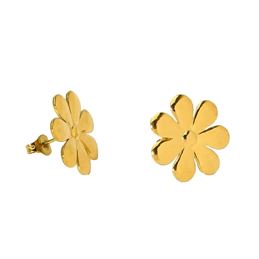 Boucles d’oreilles marguerite dorée 1,7 cm pour femme en acier inoxydable style bohème