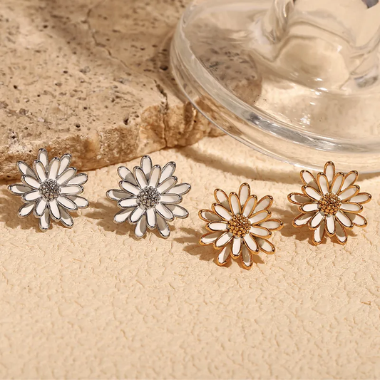 Boucles d'oreilles Fleur FIONA en acier inoxydable