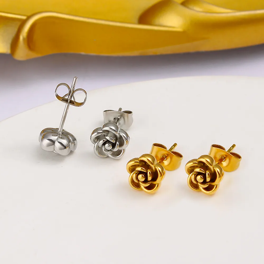Boucles d'oreilles Fleur FLORETTE en acier inoxydable