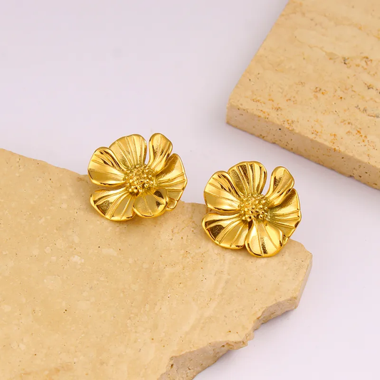 Boucles d'oreilles Fleur MILA en acier inoxydable