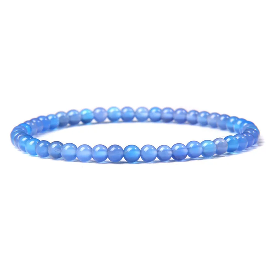 Bracelet boule 4 mm en AGATE BLEUE – Apaisement mental et clarté intérieure