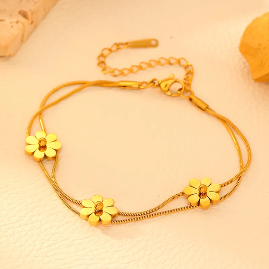 Bracelet Fleurs CARLA en acier chirurgical doré