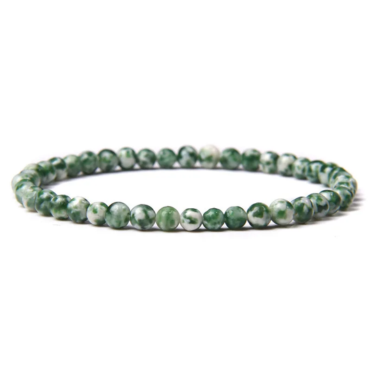 Bracelet boule 4 mm en JASPE TACHE VERTE – Équilibre énergétique et vitalité intérieure