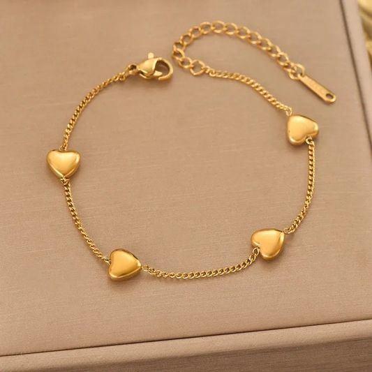 Bracelet Coeurs LIORA en acier inoxydable doré
