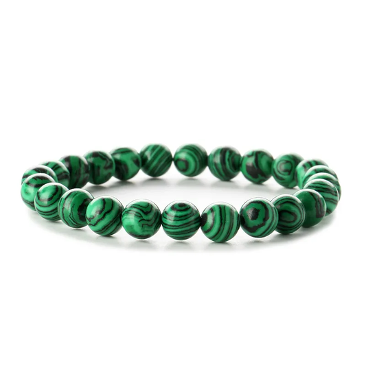 Bracelet boule 8 mm en MALACHITE – Transformation et protection émotionnelle