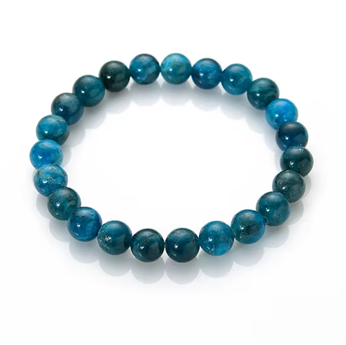 Bracelet boule 8 mm en APATITE BLEU – Clarté mentale et expression personnelle