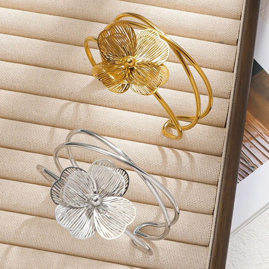 Bracelet manchette Fleur ATHENA – Acier chirurgical