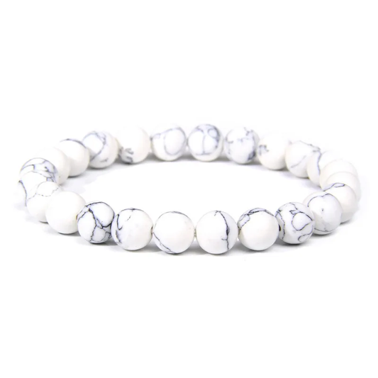Bracelet boule 4 et 8 mm en HOWLITE – Calme intérieur et maîtrise de soi