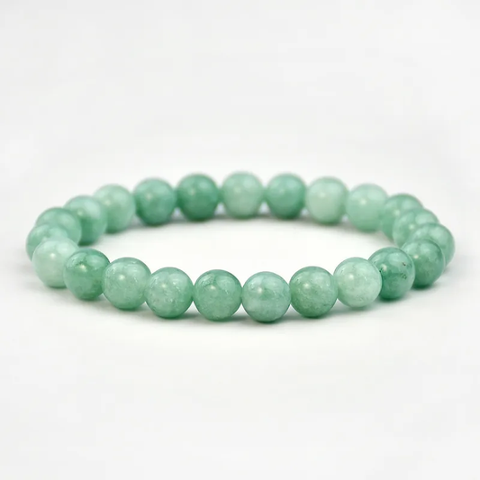 Bracelet vert, boule 8 mm en jade, pierre d’équilibre et de sérénité