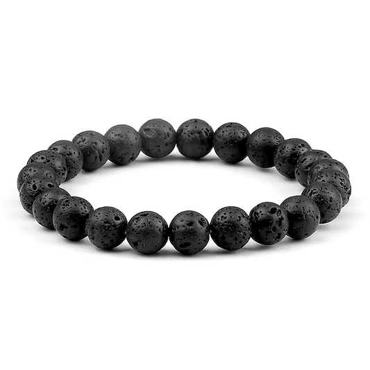 Bracelet boule 8 mm en PIERRE DE LAVE – Force intérieure et ancrage